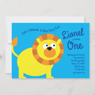 Invitation Cute Lion Enfants 1er anniversaire fêtes Invitatio