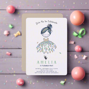 Invitation Cute Little Ballerina Princess Anniversaire Fille