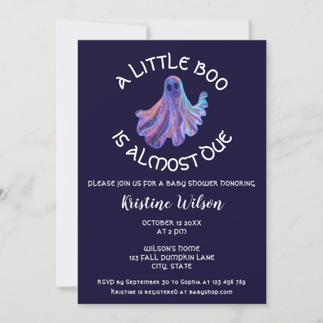Invitation Cute Little Boo est presque dû Baby shower (Devant)