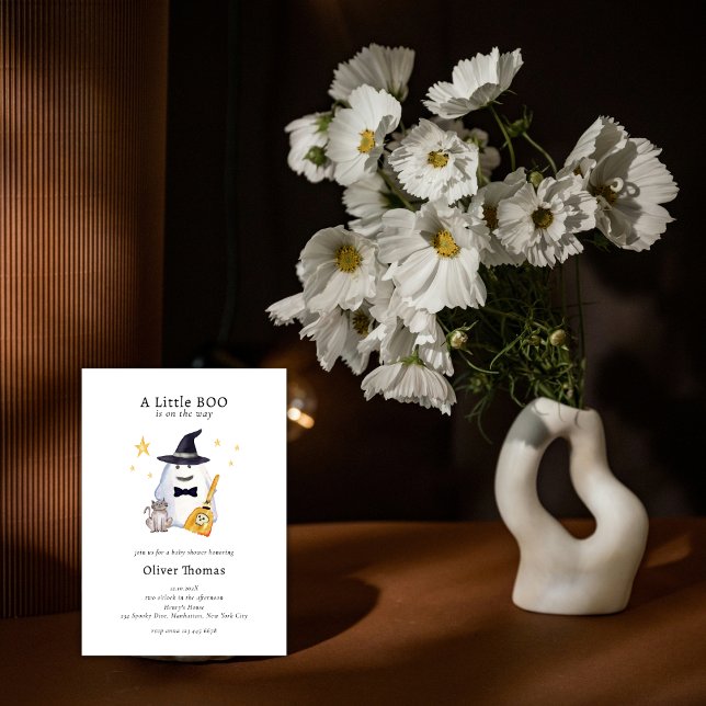 Invitation Cute Little Boo Ghost Hollaween Boy Baby shower (Cute Little Boo Ghost Hollaween Boy Baby Shower Invitation)