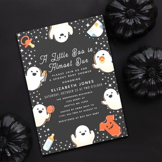 Invitation Cute Little Boo Halloween Baby shower fantôme (Créateur téléchargé)
