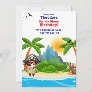 Invitation Cute Little Boy Pirate Thème Anniversaire Invitati