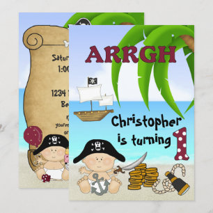 Invitation Cute Little Buccaneer ~ 1er anniversaire de Pirate