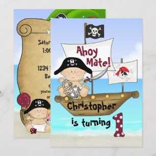 Invitation Cute Little Buccaneer ~ Pirate 1er Anniversaire