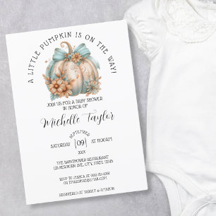 Invitation Cute Little Citrouille Bow Fall Baby shower Floral