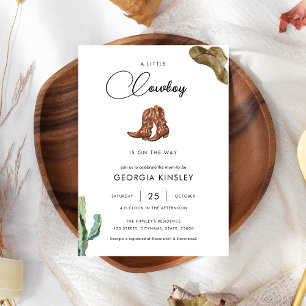 Invitation Cute Little Cowboy Western Rodeo Texas Baby shower
