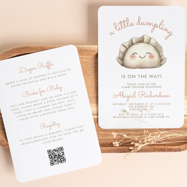 Invitation Cute Little Dumpling QR Code Baby shower neutre (Créateur téléchargé)