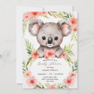 Invitation Cute Little Floral Baby shower Koala