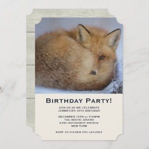 Invitation Cute Little Fox Curtup fête d'anniversaire