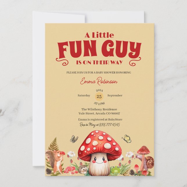 Invitation Cute Little Fun Guy Chute escargot Baby shower cha (Devant)
