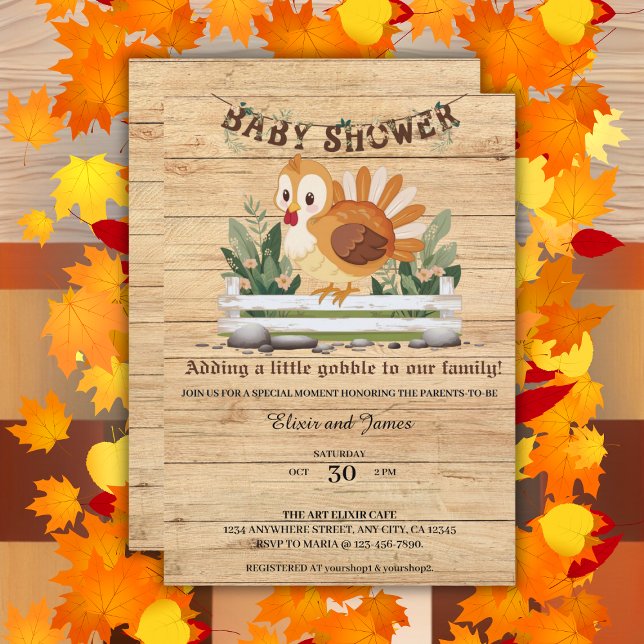 Invitation Cute Little Gobble Turkey Baby Shower (Créateur téléchargé)