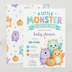 Invitation Cute Little Monster Baby Shower Halloween