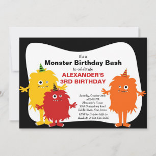 Invitation CUTE Little Monster Bash fête d'anniversaire