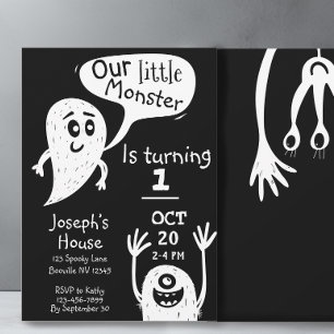 Invitation Cute Little Monster Boys First Birthday Invitatiat