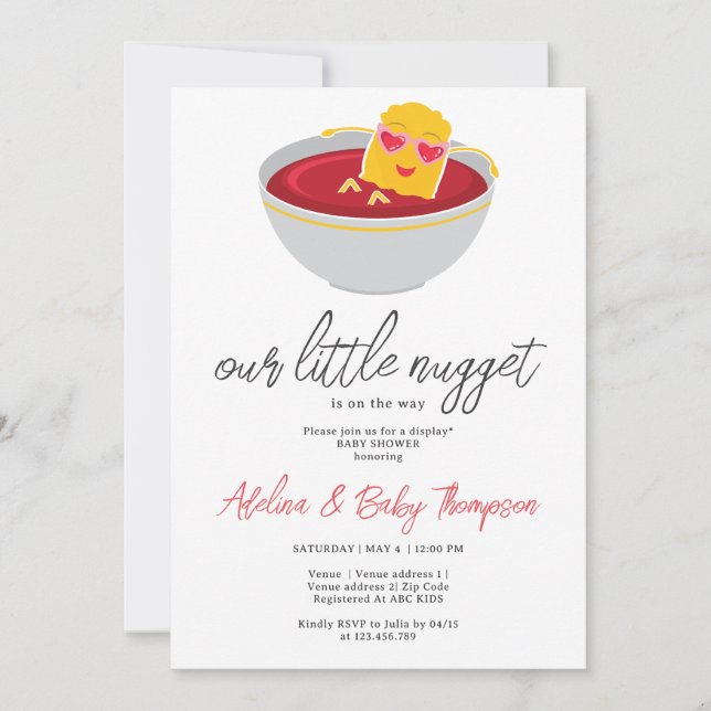 Invitation Cute Little Nugget Poulet Nugget Fille Baby shower (Devant)