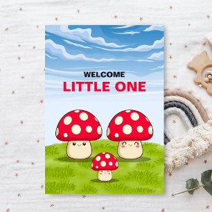 Invitation Cute Little One Champignons Baby shower de bois