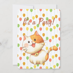 Invitation Cute Little Orange Chat Kitten avec couleur Annive