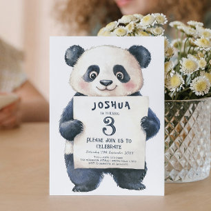 Invitation Cute Little Panda et Sign Anniversaire de enfant P