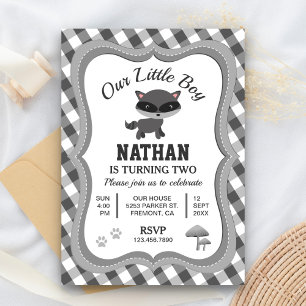 Invitation Cute Little Raccoon Anniversaire de enfant Party I