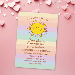 Invitation Cute Little Ray of Sunshine Baby Premier anniversa