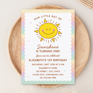 Invitation Cute Little Ray of Sunshine Baby Premier anniversa