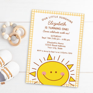 Invitation Cute Little Ray Sunshine Enfants 1er anniversaire