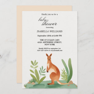 Invitation Cute Little Watercolor Baby shower Kangaroo