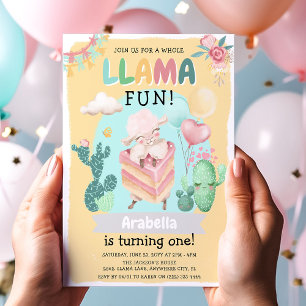 Invitation Cute Llama Fun ! Fête d'anniversaire pour filles d