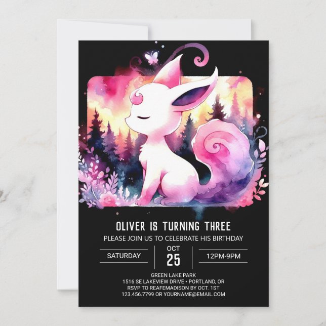 Invitation Cute Magique Chat Anniversaire (Devant)