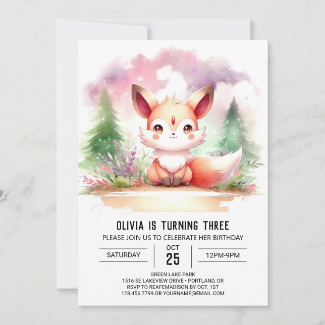 Invitation Cute Majestic Fox Anniversaire numérique (Devant)