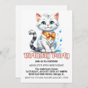 Invitation Cute Majestic Kitty Chat fête d'anniversaire