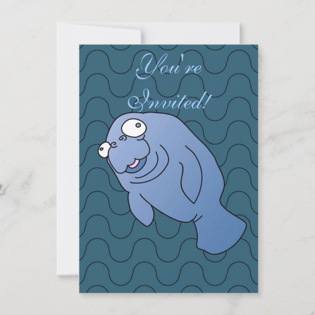 Invitation Cute Manatee Hugger Cartographier animal (Devant)