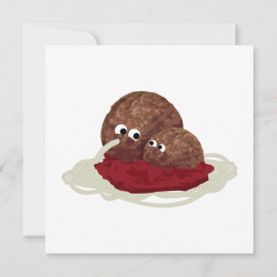 Invitation Cute Meatball Manger Spaghetti