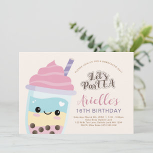 Invitation Cute Minimaliste Boba Bubble Thé Anniversaire Invi