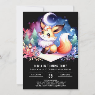Invitation Cute minimaliste Fox Anniversaire numérique