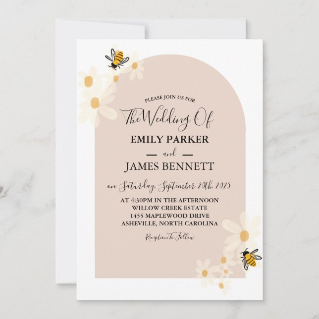 Invitation Cute Minimaliste Printemps Daisy Arc Floral (Devant)