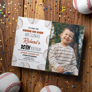 Invitation Cute Modern Baseball Sports Enfants Photo Annivers