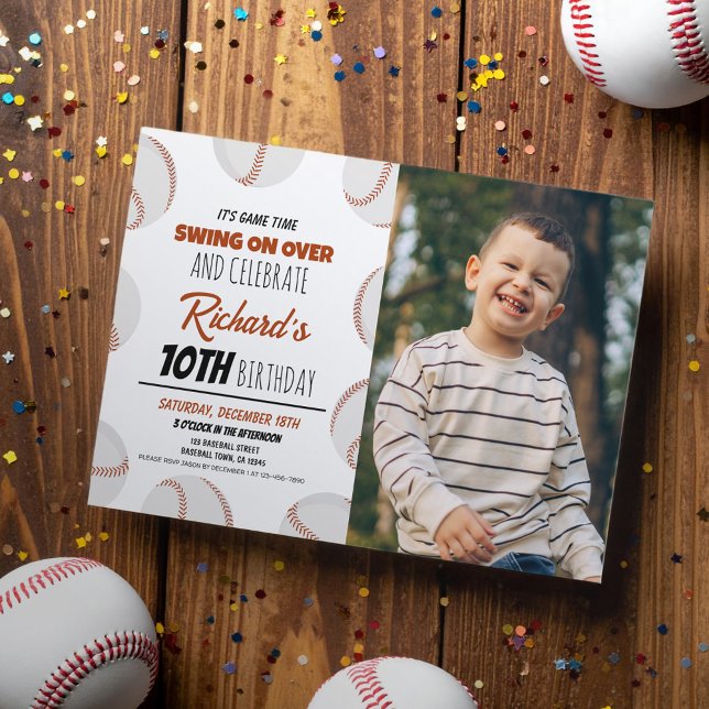 Invitation Cute Modern Baseball Sports Enfants Photo Annivers (Créateur téléchargé)