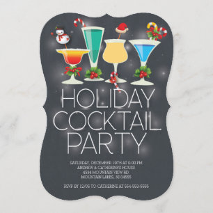 Invitation Cute Modern Chalkboard Holiday Cocktail Party