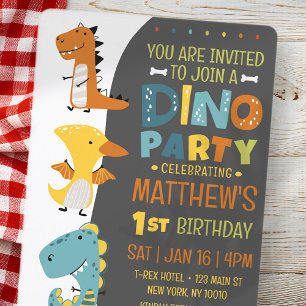 Invitation Cute Modern Dino Dinosaur fête d'anniversaire pour