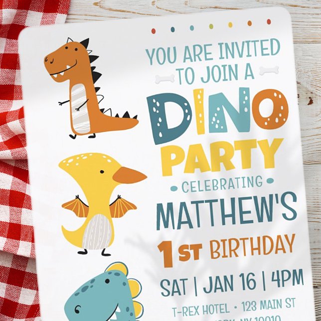 Invitation Cute Modern Dino Dinosaur fête d'anniversaire pour (Créateur téléchargé)