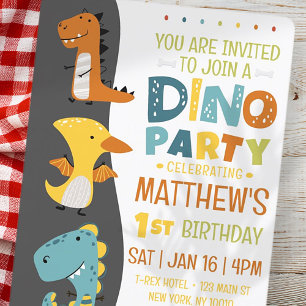 Invitation Cute Modern Dino Dinosaur fête d'anniversaire pour