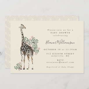 Invitation Cute Modern Floral Giraffe Baby shower simple