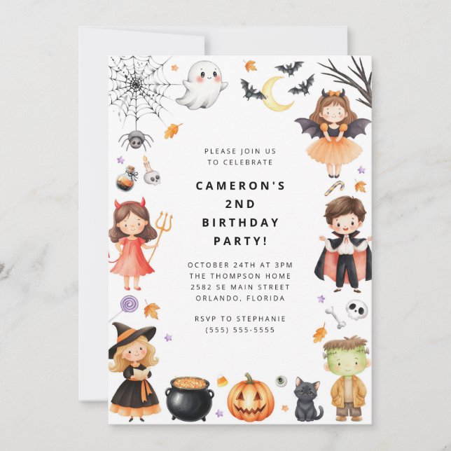 Invitation Cute Modern Halloween Birthday Costume Party (Devant)