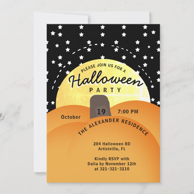Invitation Cute moderne Halloween Party Big Orange Citrouille (Devant)