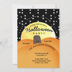 Invitation Cute moderne Halloween Party Big Orange Citrouille