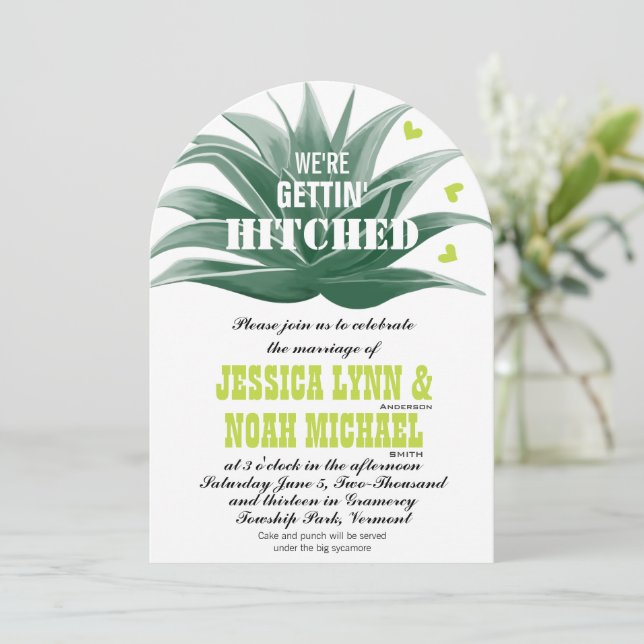 Invitation Cute Moderne Lime Vert Mariage Succulent Aloe (Debout devant)