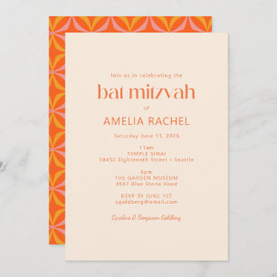 Invitation Cute Moderne Orange Retro Typographie Bat mitzvah