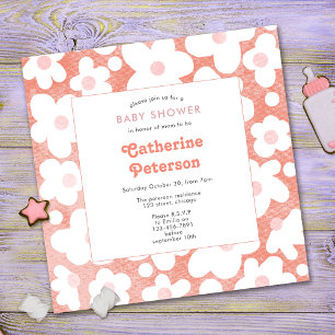 Invitation Cute Moderne Retro Rose Daisy Floral