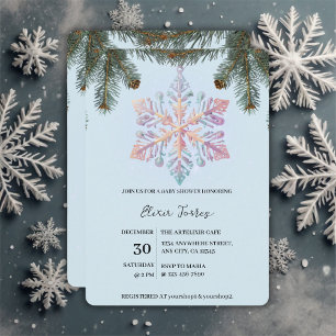 Invitation Cute Moderne Snowflakes hiver Baby shower mignon